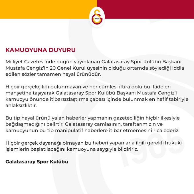 Galatasaray'dan Mustafa Cengiz açıklaması - Resim : 1