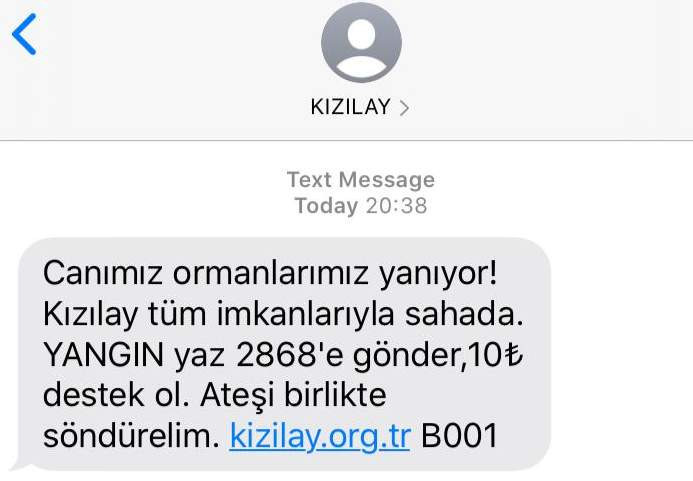 Kızılay'dan tepki çeken yardım SMS'i - Resim : 1