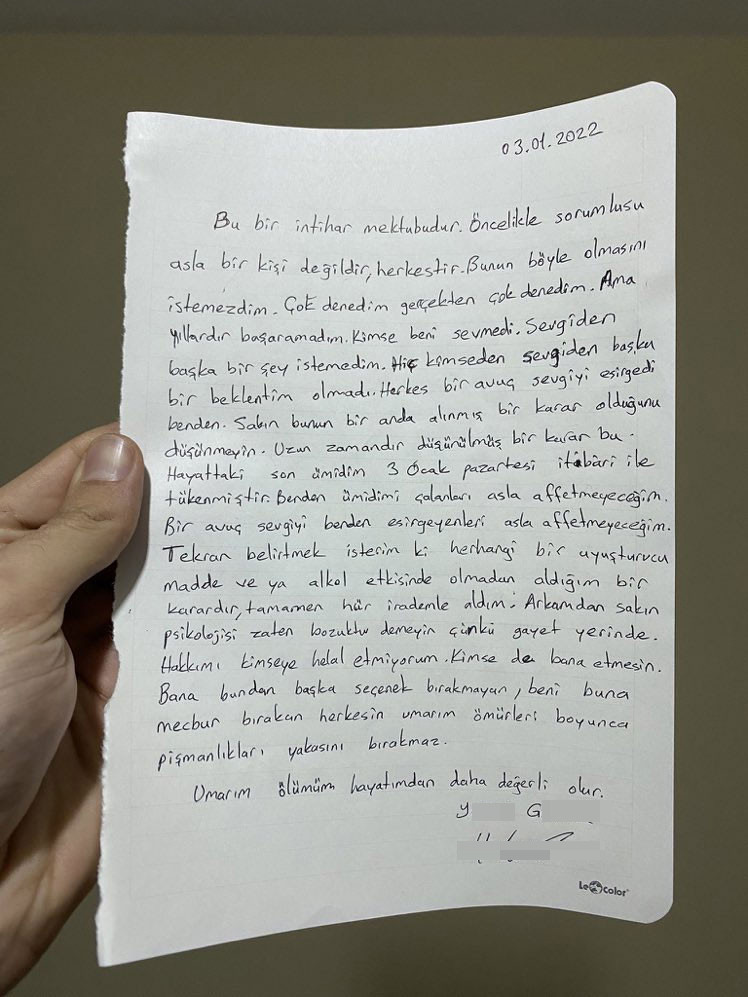 Üniversite öğrencisi paylaştığı mektubun ardından intihar etti - Resim : 1