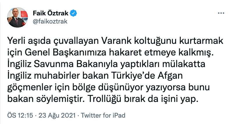CHP Bakan Varank'a: ''Trollüğü bırak da işini yap'' - Resim : 1