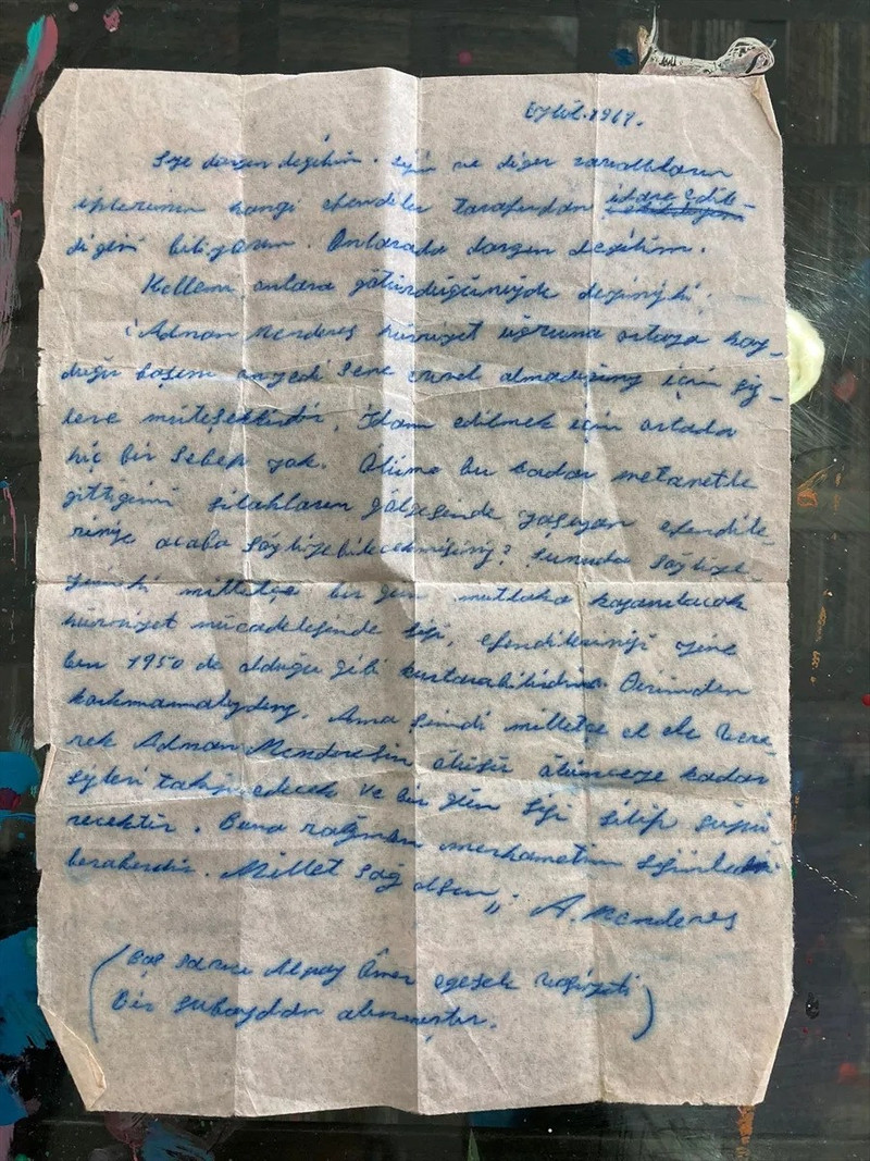 Adnan Menderes'in idamından önce yazdığı mektup ortaya çıktı - Resim : 1