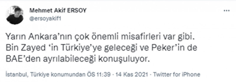BAE Veliaht Prensi Türkiye'ye geliyor! Sedat Peker için dikkat çeken iddia - Resim : 1
