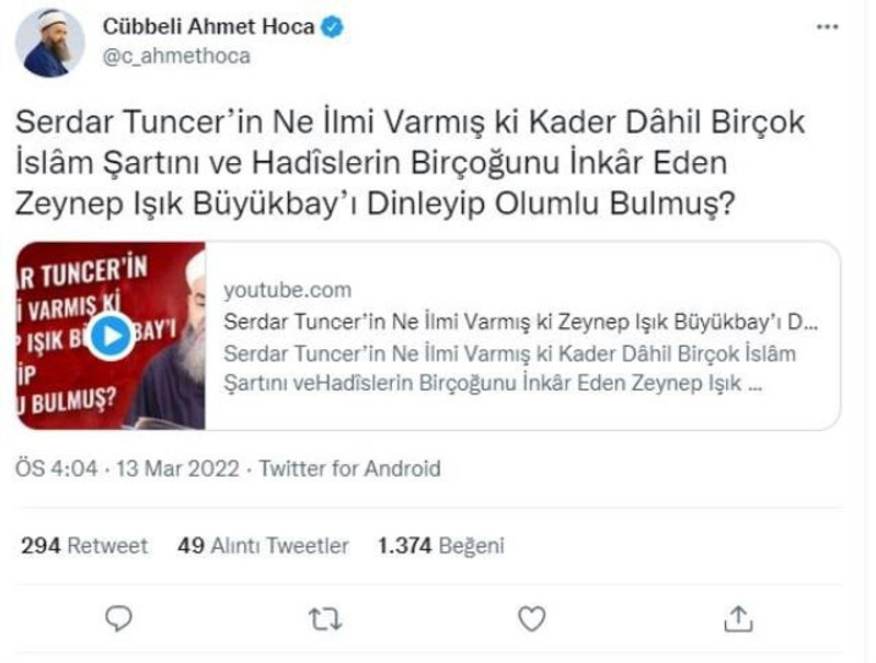 Cübbeli Ahmet'ten Serdar Tuncer'e: ''Reyting istiyorsan kalçasını açan birini bul'' - Resim : 1