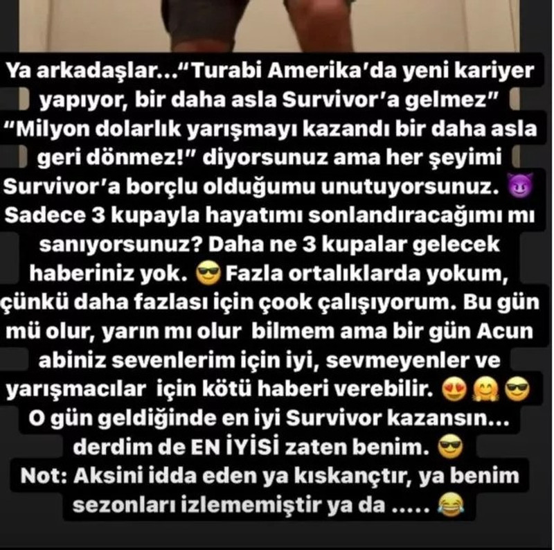 Turabi'den Survivor All Star paylaşımı: ''Acun abiniz...'' - Resim : 1