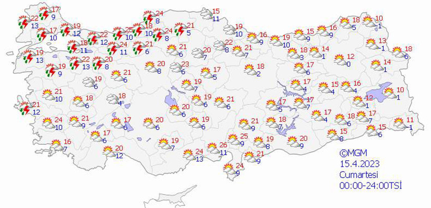 haritalarla 5 günlük hava durumu tahminleri