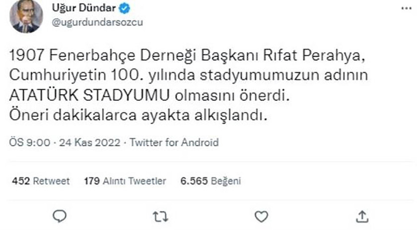Uğur Dündar fitili ateşledi, Ali Koç onayladı: Fenerbahçe Atatürk Stadyumu - Resim : 2