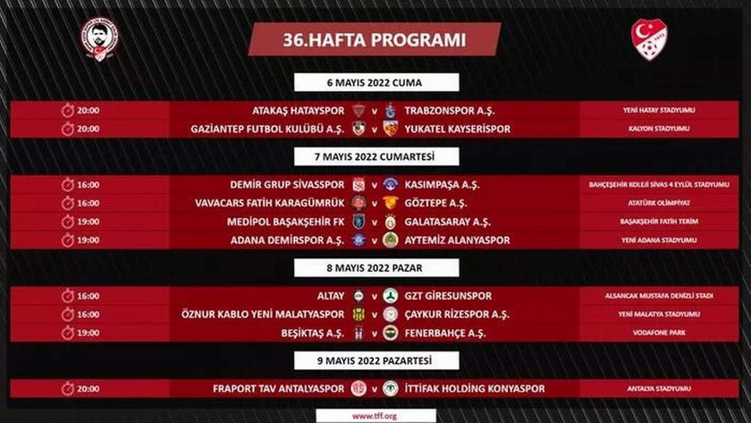 Süper Lig'te haftanın programı