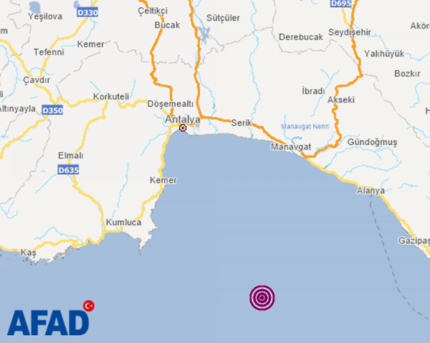 Akdeniz'de 4,5 büyüklüğünde deprem - Resim : 2