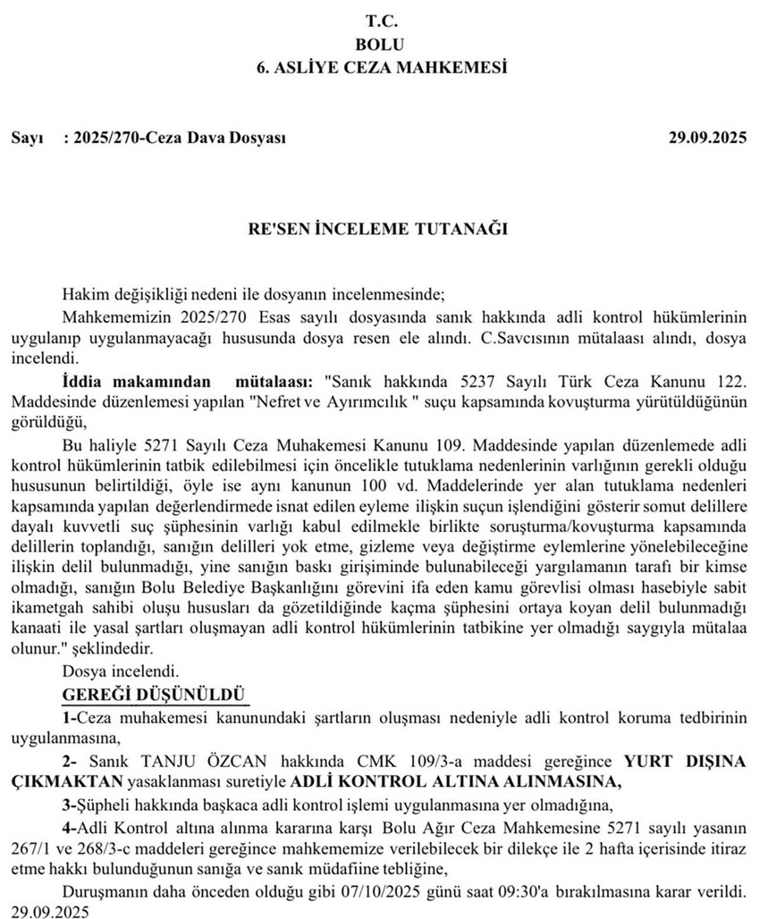Bolu Belediye Başkanı Tanju Özcan, Suriyeli sığınmacılara yönelik kararları nedeniyle hakkında açılan bir davada hakkında yurt dışına çıkış yasağı getirildiğini duyurdu. Özcan, ''Bu ne garip bir sığınmacı sevgisidir'' diyerek karara isyan etti.