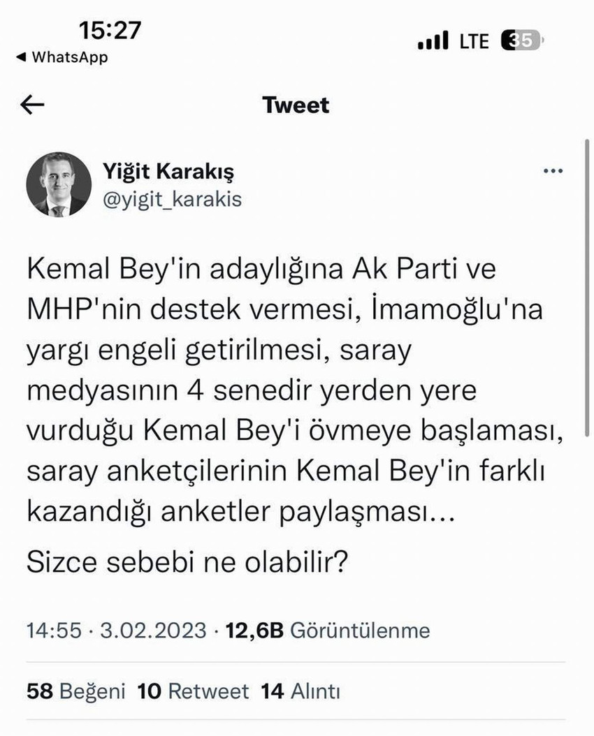 yiğit karakış kemal kılıçdaroğlu tweet'i
