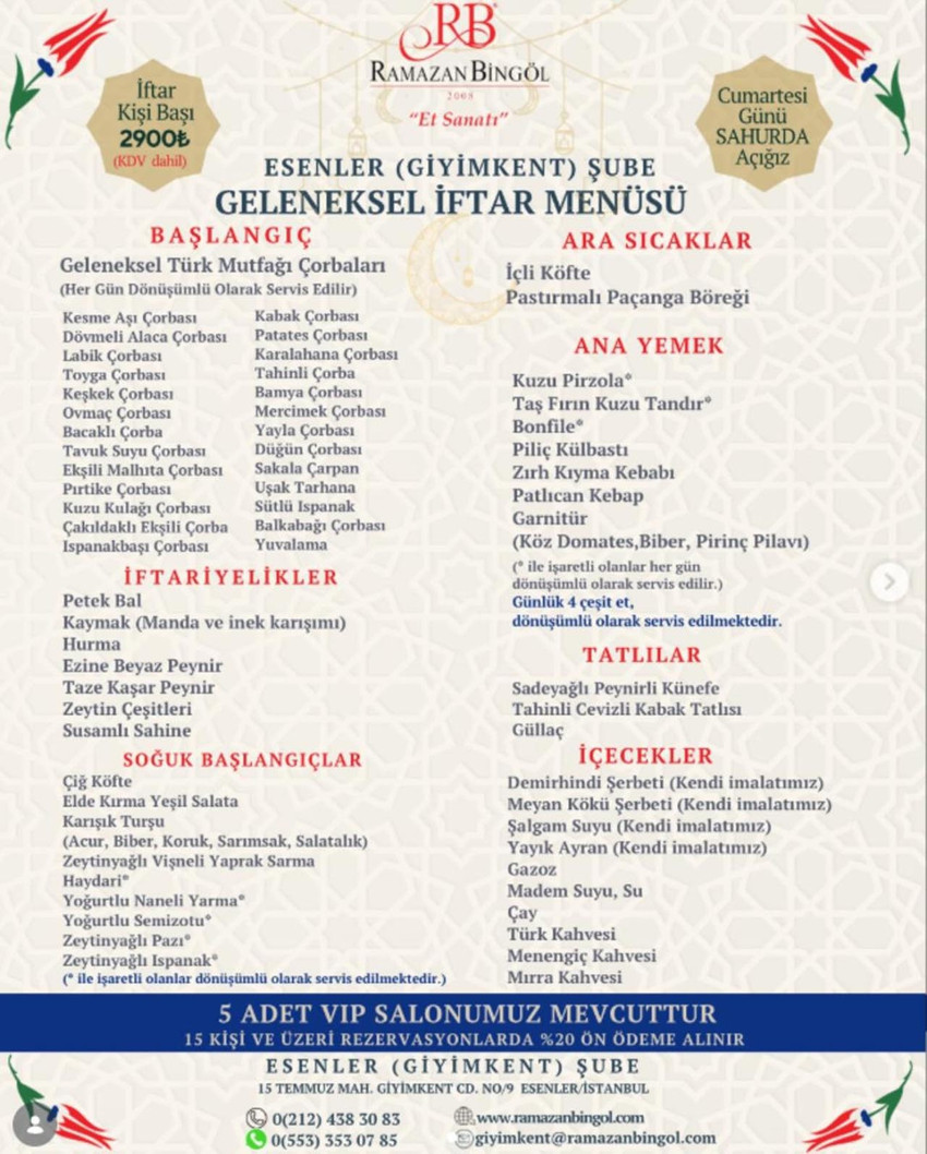 İstanbul'da dışarıda iftar yapmak lüks oldu. Geçen yıl ortalama 1000 TL'ye yükselen iftar menüleri bu sene üç katına çıktı. Lüks mekanlarda ise bu rakam 7.800 TL'yi buluyor.