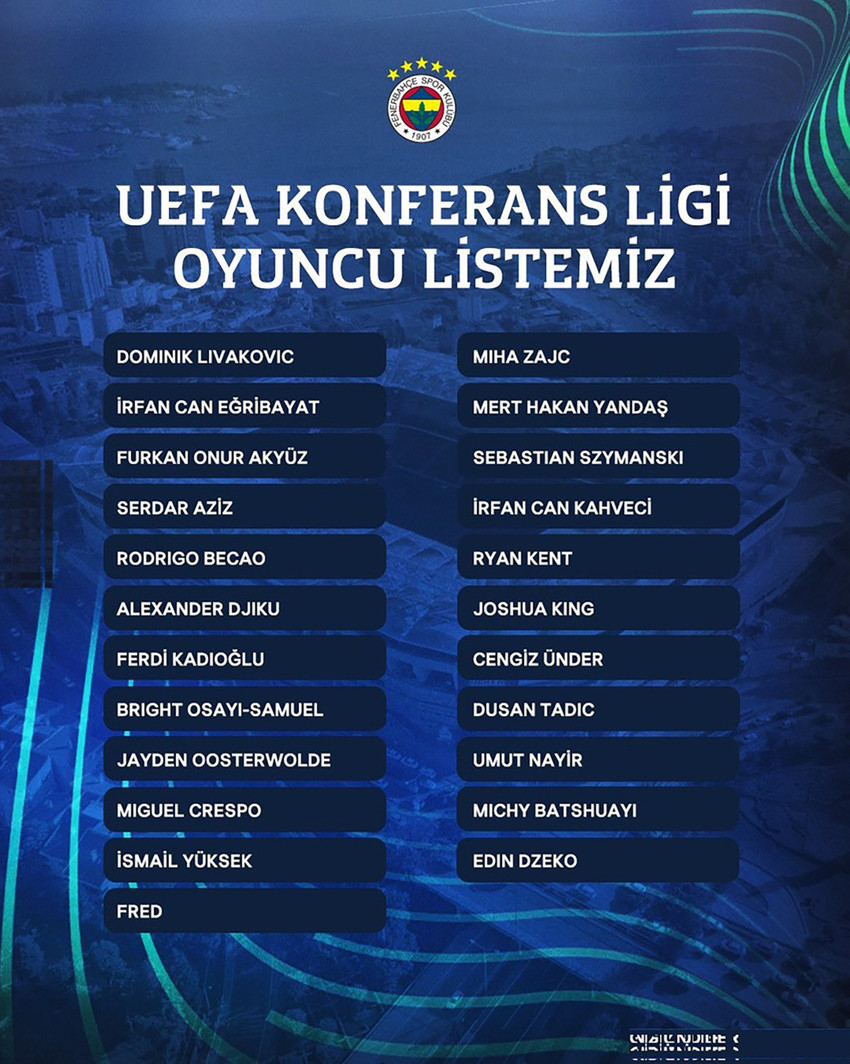 Fenerbahçe’nin UEFA Konferans Ligi kadrosu belli oldu - Resim : 1