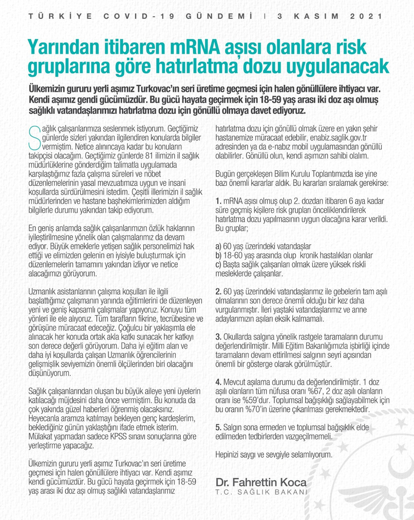 Türkiye'de BioNTech aşısında 3. doz uygulaması başlıyor! İşte öncelikli gruplar - Resim : 1