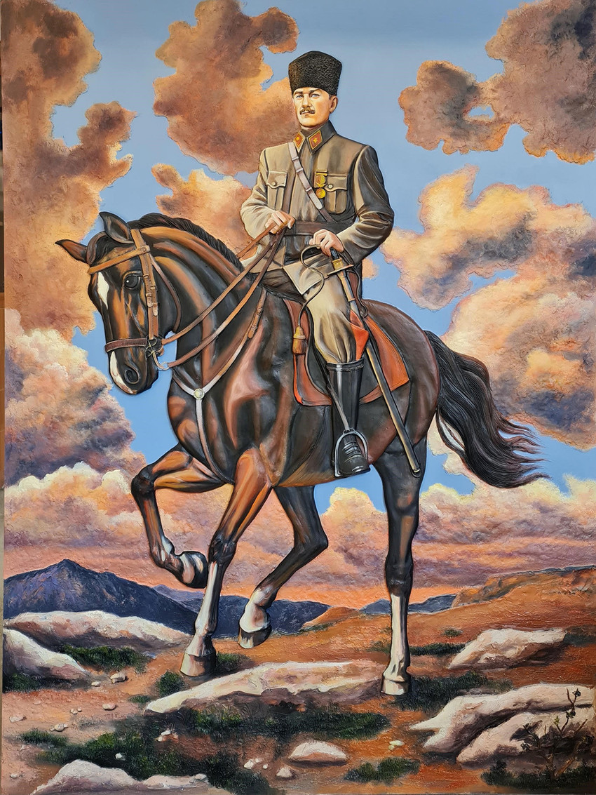 Ordu'da 10 kişilik ekibin yaklaşık 3 ayda yaptığı 3 boyutlu at üzerindeki Atatürk tablosu, MHP lideri Bahçeli'ye hediye edildi. 
