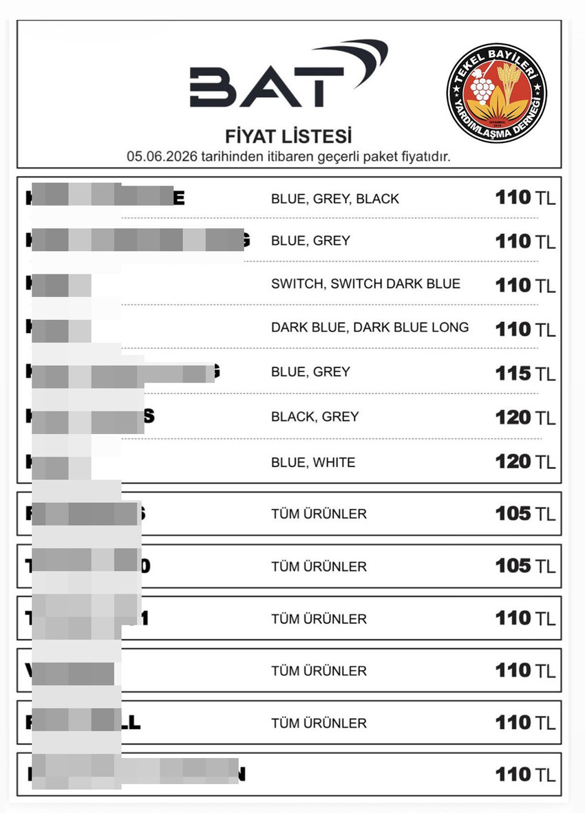 Tekel Bayileri Yardımlaşma Derneği (TBYD) Başkanı Erol Dündar, JTI'nin ardından BAT grubu sigaralara da paket başına 5 TL zam geldiğini duyurdu. 5 Haziran 2026 itibarıyla geçerli olan yeni tarifeye göre BAT grubunda en ucuz sigara 105 TL'ye, en pahalı sigara ise 120 TL'ye yükseld.