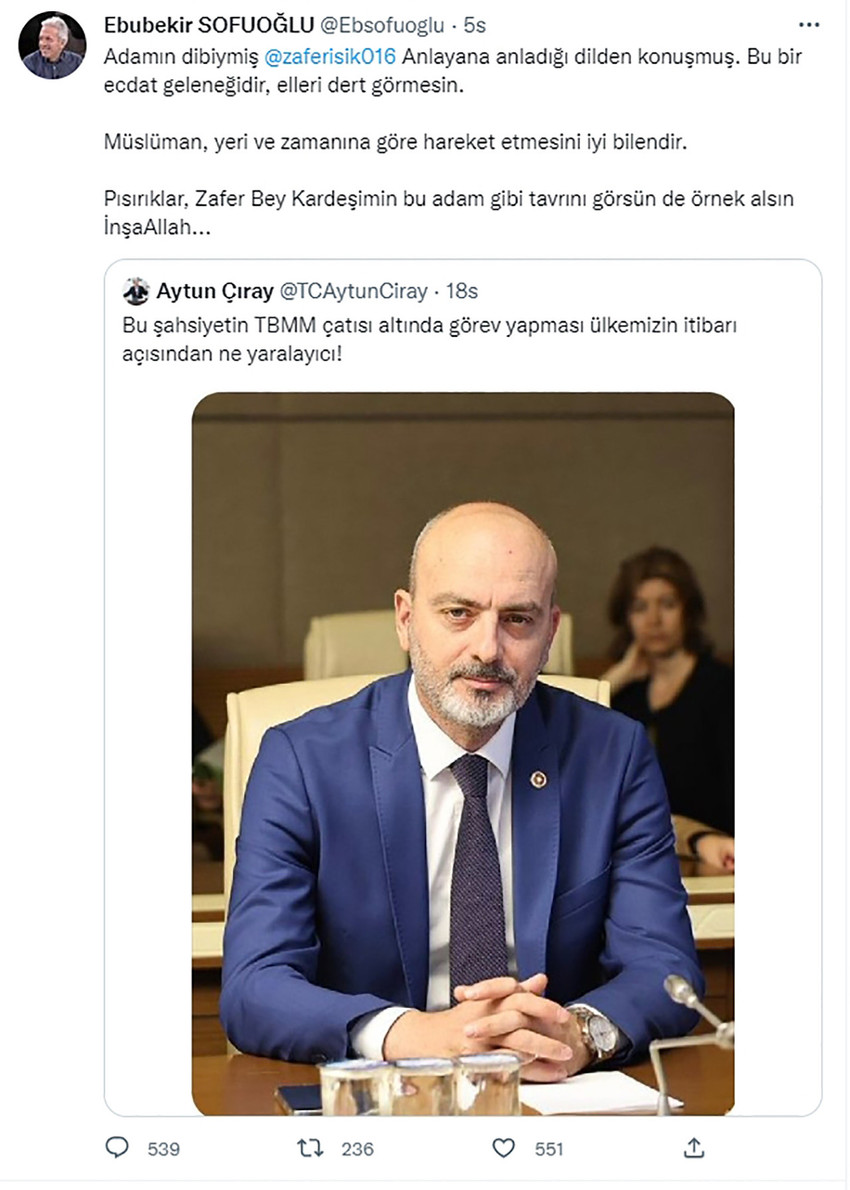 Ebubekir Sofuoğlu'dan Meclis'teki kavgayla ilgili skandal paylaşım - Resim : 1