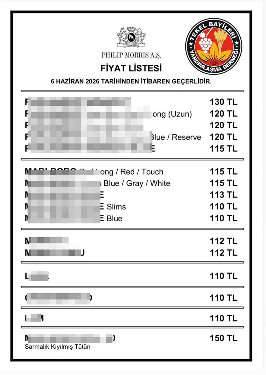 Tekel Bayileri Yardımlaşma Derneği Başkanı Erol Dündar, Philip Morris (PM) sigara grubuna 5 TL zam geldiğini duyurdu. Yeni fiyat listesiyle birlikte gruptaki en ucuz sigara 110 TL'ye, en pahalı sigara ise 130 TL'ye yükseldi. Dündar, zam yağmurunun devam ettiğini belirterek sırada alkol zamlarının olduğu uyarısında bulundu.