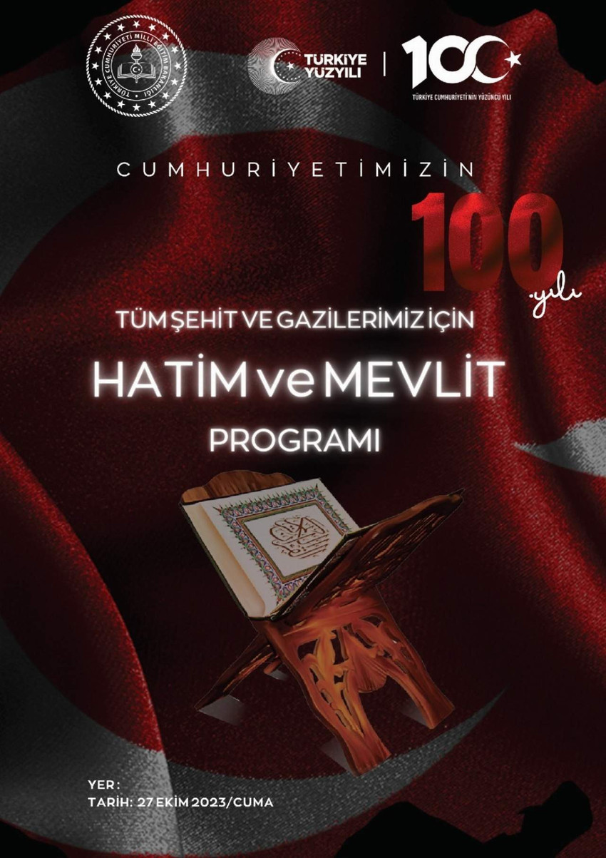 Milli Eğitim Bakanlığı, Cumhuriyetin 100. yılını tüm okullarda “hatim ve mevlit programı” düzenleyerek kutlayacak. 