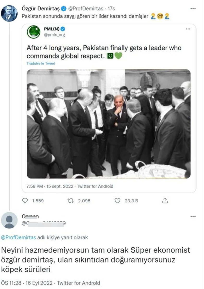 prof. dr. özgür demirtaş'tan pakistan müslüman birliği paylaşımı yorumu tweet'i