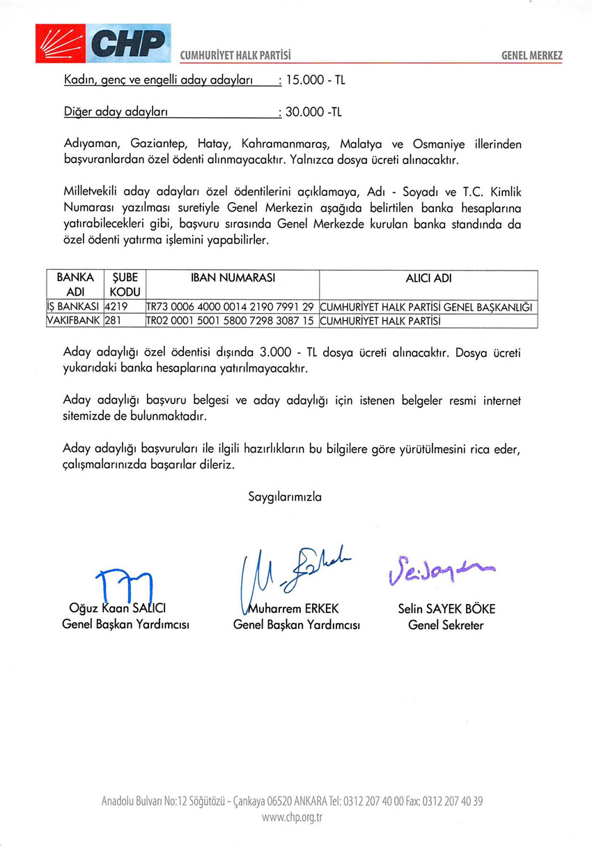 CHP'de milletvekili aday adaylığı için başvuru şartları belli oldu