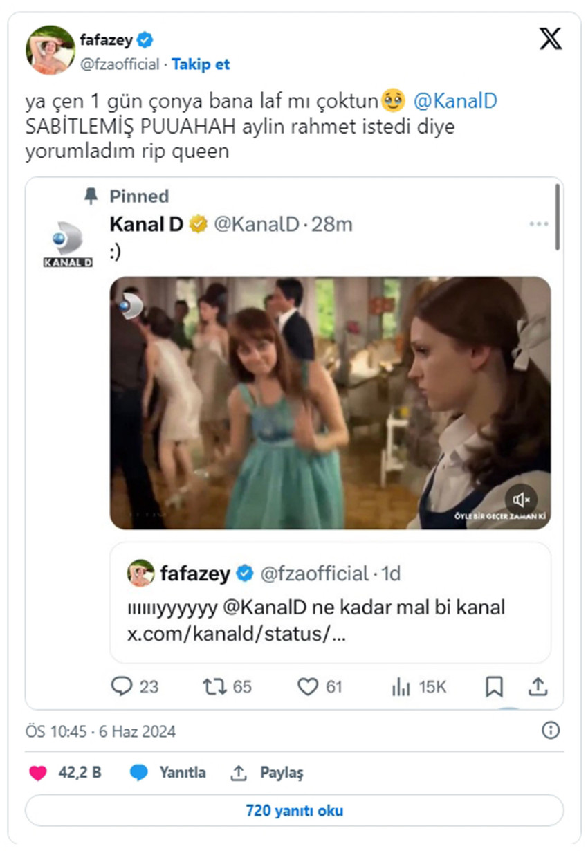 Ünlü şovmen Mehmet Ali Erbil'in, Kanal D ekranlarında program sunacağı açıklanmasının ardından ''Ne kadar mal bir kanal'' diyen Farah Zeynep Abdullah'a Kanal D yönetiminden videolu bir yanıt geldi. Abdullah da bu yanıtın altında kalmadı...