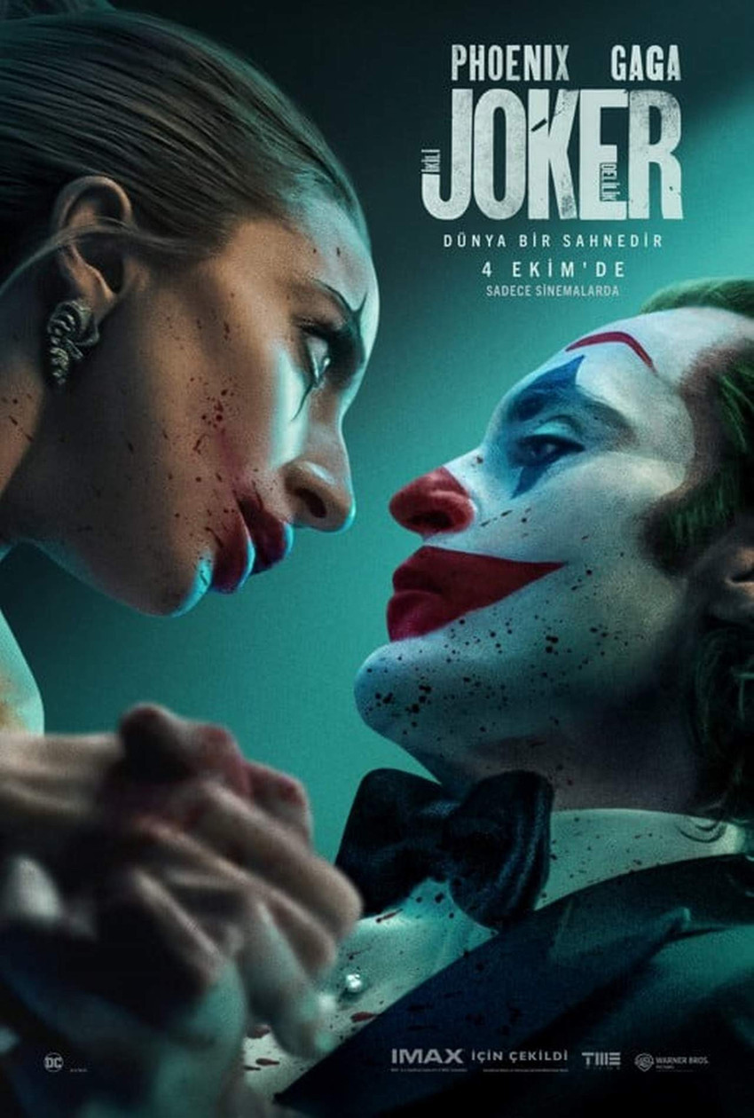 Joker: İki Delilik filminden yeni afiş paylaşıldı. Afişte, başrol oyuncuları Joaquin Phoenix ve Lady Gaga yer alıyor.