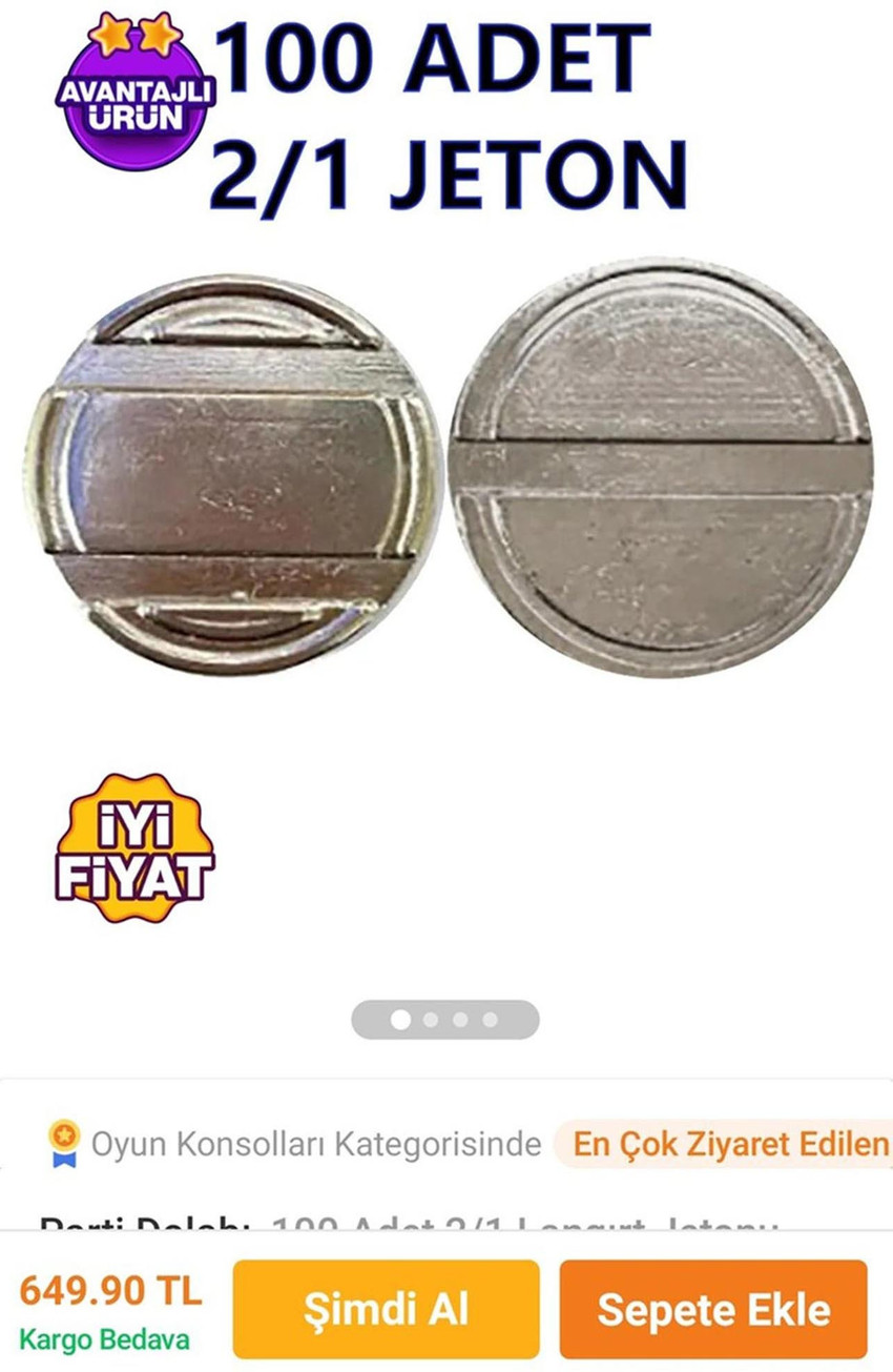 Bazı akaryakıt istasyonlarındaki oto yıkama makinelerinde kullanılan jetonların e-ticaret platformunda uygun fiyattan satışa sunulduğu ortaya çıktı. 