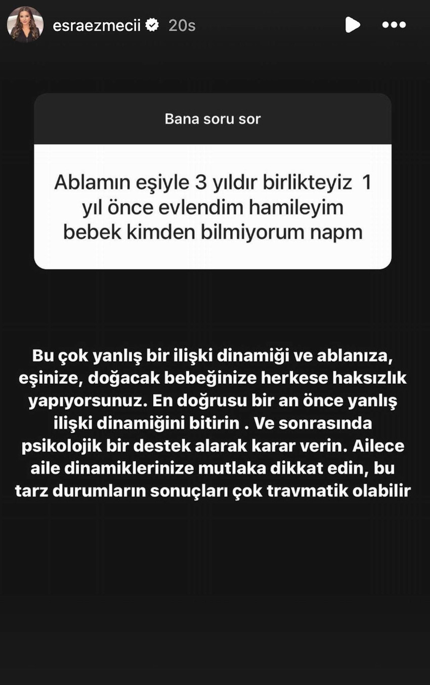 Beyaz TV'de Yeni Baştan programında uzman klinik psikolog Esra Ezmeci'ye gelen "çarpık ilişki" itiraflarına bir yenisi daha eklendi. Bu sefer de bir kadın katılımcı ablasının eşiyle 3 yıldır birlikteliği olduğunu canlı yayında itiraf etti.