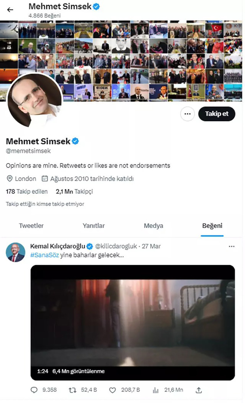 Kemal Kılıçdaroğlu'nun paylaşımını beğenen Mehmet Şimşek'ten açıklama - Resim : 1