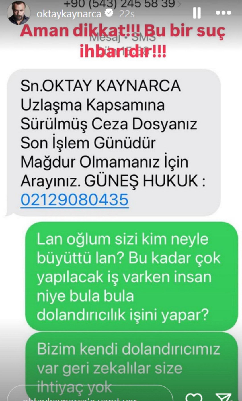ATV ekranlarında yayınlanan Kim Milyoner Olmak İster adlı yarışma programının sunuculuğunu yapan ünlü oyuncu Oktay Kaynarca, cep telefonuna gelen bir SMS sonrası adeta çileden çıktı. 