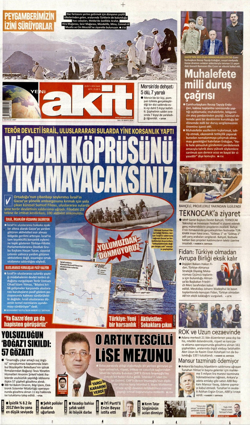 T&uuml;rkiye genelinde 19 Mayıs Atat&uuml;rk'&uuml; Anma, Gen&ccedil;lik ve Spor Bayramı coşkuyla kutlanırken, Yeni Akit ve Yeni Asya gazetelerinin bug&uuml;nk&uuml; manşetlerinde bu tarihi g&uuml;ne yer vermemesi kamuoyunda ve sosyal medyada geniş &ccedil;aplı tepkilere yol a&ccedil;tı. 
