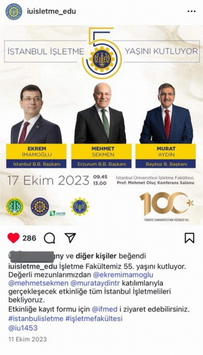 İstanbul Üniversitesi'nin resmi sosyal medya hesabından 2023 yılında İBB Başkanı Ekrem İmamoğlu için "değerli mezunumuz" ifadeleriyle bir paylaşım yapıldığı ortaya çıktı. İşte o paylaşım...