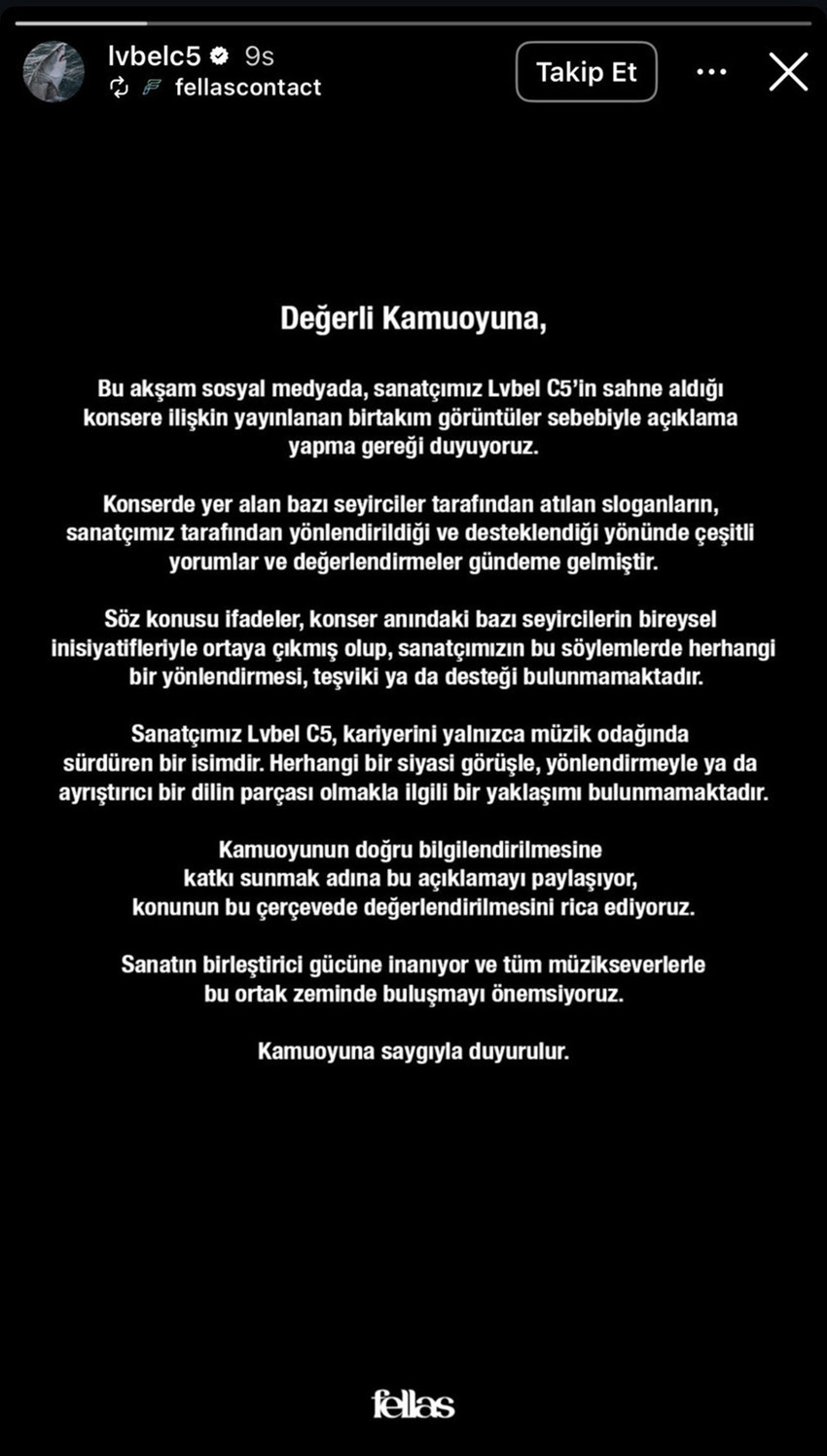 &Uuml;nl&uuml; rap&ccedil;i Lvbel C5'in konserinde atılan "Zıplamayan Tayyip&ccedil;i olsun" sloganları ortalığı karıştırdı. AK Parti Gen&ccedil;lik Kolları Başkanı Yusuf İbiş'in "Sizi daha &ccedil;ok zıplatacağız" &ccedil;ıkışının ardından Lvbel C5 cephesinden de bir a&ccedil;ıklama geldi.