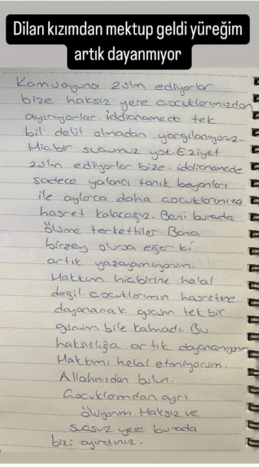 Tutuklu bulunan Dilan Polat, hakkında hazırlanan iddianameden sonra kayınvalidesine gönderdiği mektup cezaevini karıştırdı. "Görülmüştür" damgalı mektubun ardından inceleme başlattı.