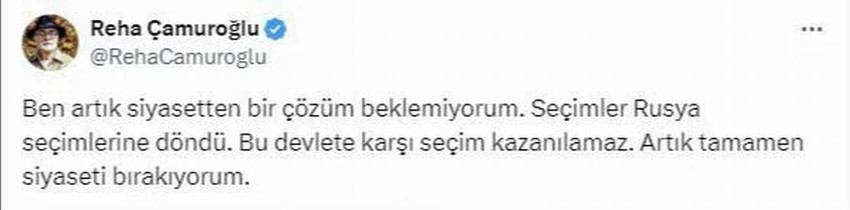 Esenyurt, Mardin Büyükşehir, Batman ve Halfeti belediyelerine kayyum atamalarına yönelik eleştirilere AK Partili eski bir milletvekili de katıldı. "Artık işimiz Allah'a kaldı" diyen eski AK Partili Milletvekili Reha Çamuroğlu "Bu devlete karşı seçim kazanılamaz. Artık tamamen siyaseti bırakıyorum" dedi.