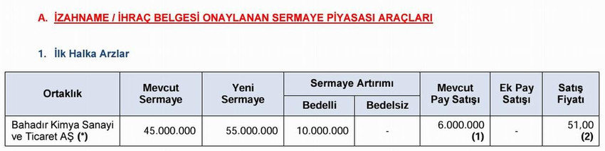 Sermaye Piyasası Kurulu (SPK), bir şirketin daha ilk halka arz başvurusuna onay verdi.