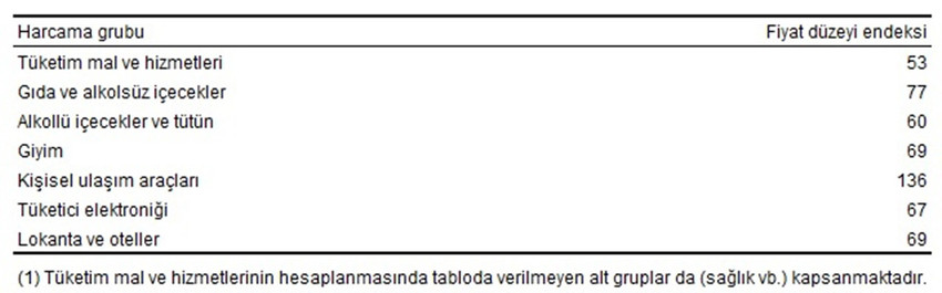 TÜİK'in 2024 yılına ilişkin Satınalma Gücü Paritesi verilerine göre, Türkiye tüketim mal ve hizmetlerinde Avrupa'nın en ucuz ülkesi oldu.