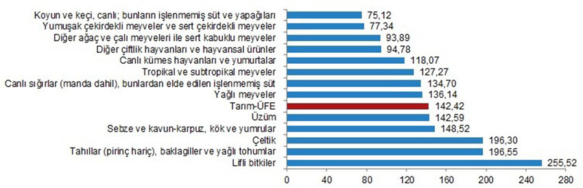 TÜİK Ağustos 2022 Tarım Ürünleri Üretici Fiyat Endeksi İstatistikleri