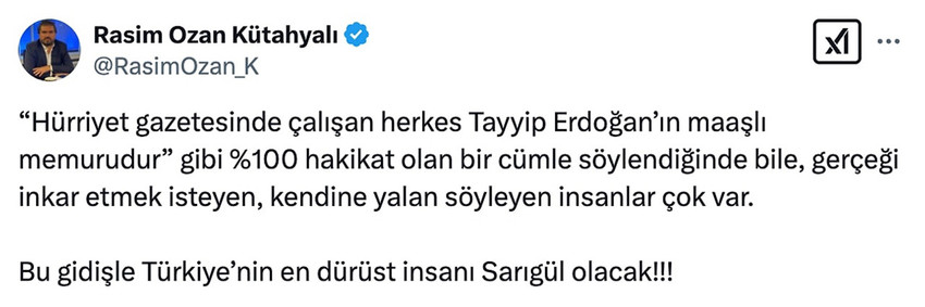 AK Parti iktidarına yakınlığıyla bilinen ve hem Türkiye gündemine dair hem de spor yorumculuğunda yaptığı açıklamalarla gündemden düşmeyen Rasim Ozan Kütahyalı Vedat Milor'ü, Prof. Dr. İlber Ortaylı'yı, Sedat Ergin'i ve Zeynep Bilgehan'ı "Recep Tayyip Erdoğan'ın maaşlı memuru" ilan etti.