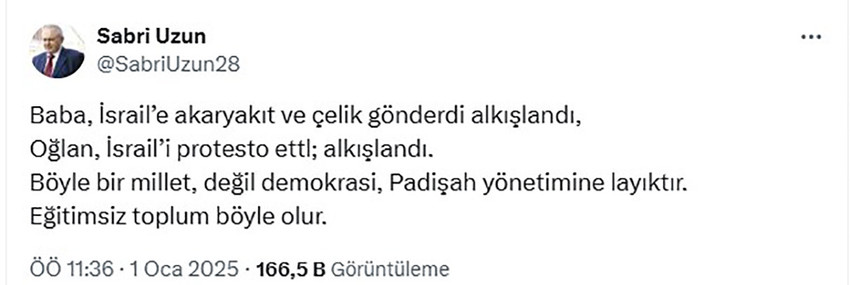 İstanbul Cumhuriyet Başsavcılığı, Emniyet Genel Müdürlüğü eski İstihbarat Daire Başkanı Sabri Uzun'un sosyal medya paylaşımları nedeniyle gözaltına alındığını duyurdu. 