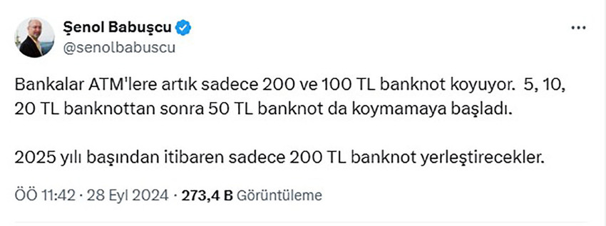 2025 yılı itibariyle ATM'lerden bazı banknotları çekmek mümkün olmayacak. 