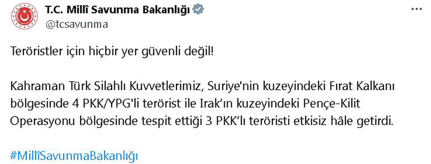 Sınır ötesinde 7 terörist daha avlandı - Resim : 1