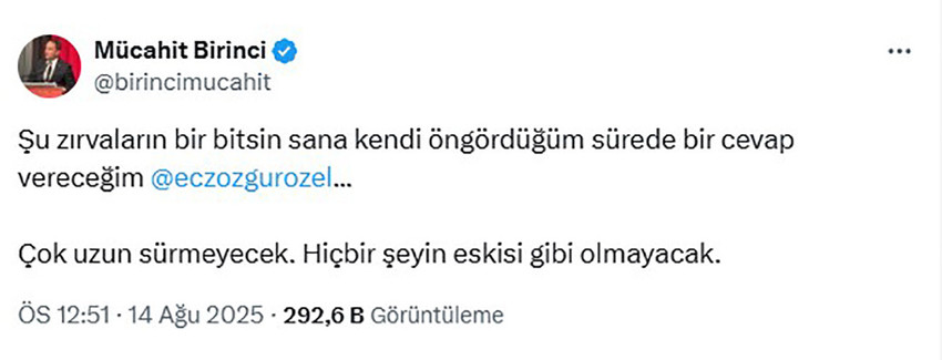 CHP lideri Özgür Özel'in canlı yayındaki iddiaları sonrası AK Partili Mücahit Birinci'den ilk açıklama geldi.