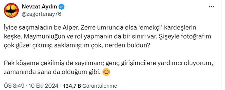 Yemek Sepeti'nin eski CEO'su Nevzat Aydın ile Martı CEO'su Oğuz Alper Öktem sosyal medyada kavgaya tutuştu. Nevzat Aydın'ın ''Maymunluğun ve rol yapmanın da sınırı var'' sözleri dikkat çekti. 