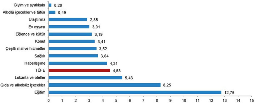 TÜFE ana harcama gruplarına göre aylık değişim oranları (%), Şubat 2024