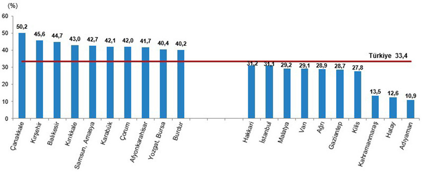 TÜİK, 2023 yılı ölüm istatistiklerini açıkladı. Verilere göre, 6 Şubat'ta Kahramanmaraş merkezli depremlerde 45 bin 784 Türk vatandaşı hayatını kaybetti.