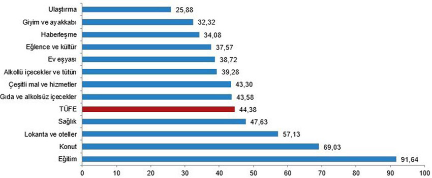 Türkiye İstatistik Kurumu 2024 yılının son enflasyon verileri olan 2024 yılı Aralık ayı enflasyon rakamlarını açıkladı. TÜİK'e göre Tüketici fiyat endeksi (TÜFE) yıllık %44,38, aylık %1,03, Yurt İçi Üretici Fiyat Endeksi (Yİ-ÜFE) ise yıllık %28,52 aylık %0,40 oranında arttı.   Yurt İçi Üretici Fiyat Endeksi (Yİ-ÜFE) yıllık %29,47, aylık ise %0,66 arttı...