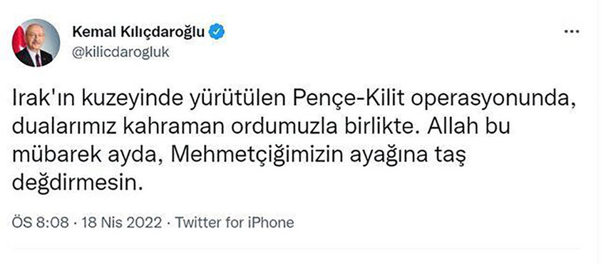 Kılıçdaroğlu'ndan Pençe- Kilit Operasyonu ile ilgili mesaj - Resim : 1
