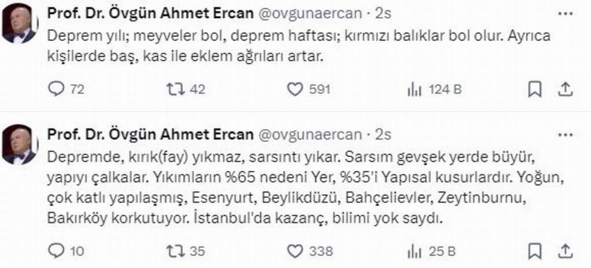 Ünlü yer bilimci Prof. Dr. Övgün Ahmet Ercan, beklenen olası büyük Marmara depremi için İstanbul'un en riskli 5 ilçesini tek tek açıkladı.