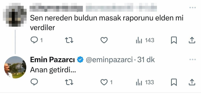 Gazeteci Emin Pazarcı'nın sosyal medyada bir kullanıcının yorumuna verdiği çirkin yanıt büyük tepki çekti. 